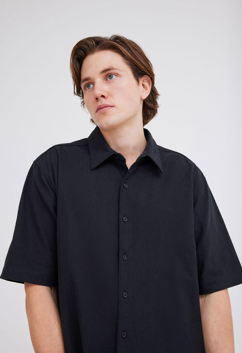Jac+Jack Christopher Cotton Linen Shirt - Black
